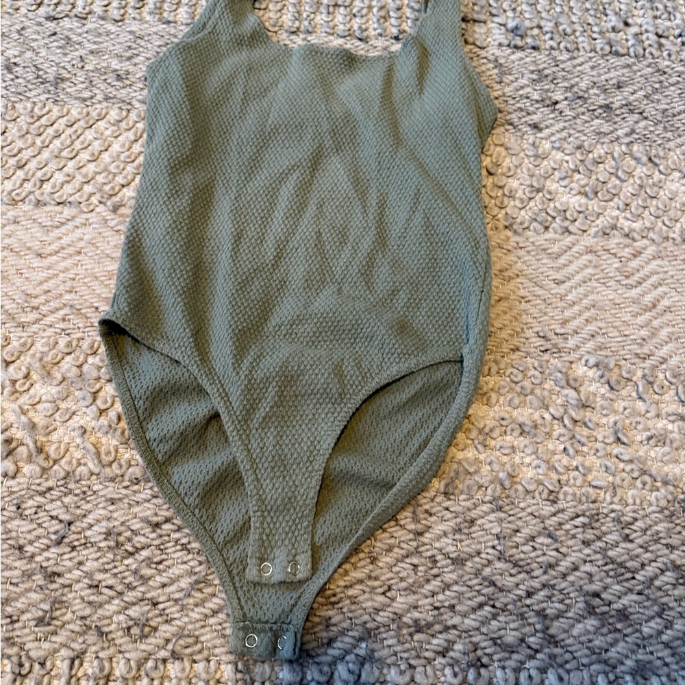Medium miss juli muted Green Bodysuit raised pattern soft stretch full coverage